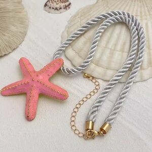 Starfish Pink Coral Gold Necklace